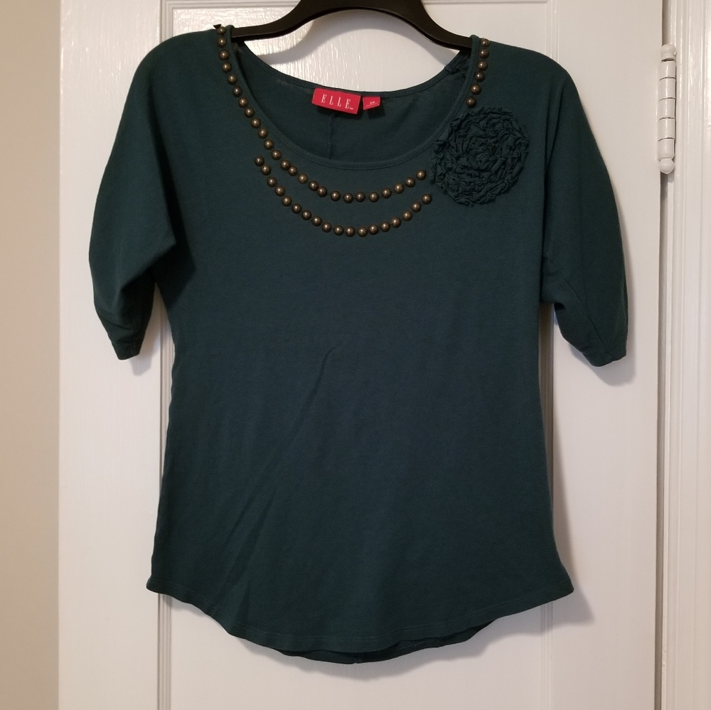Elle dark turquoise embellished top